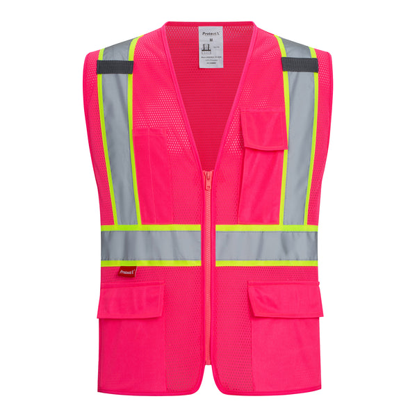 ProtectX Safety Vest for Men Women High Visibility Mesh Reflective Construction Vest with 4 Pockets