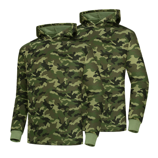 ProtectX Camouflage High Visibility Sun Protection Lightweight Long Sleeve Hoodie, UPF 50+ Quick-Dry, SPF UV Shirt, Active Wear