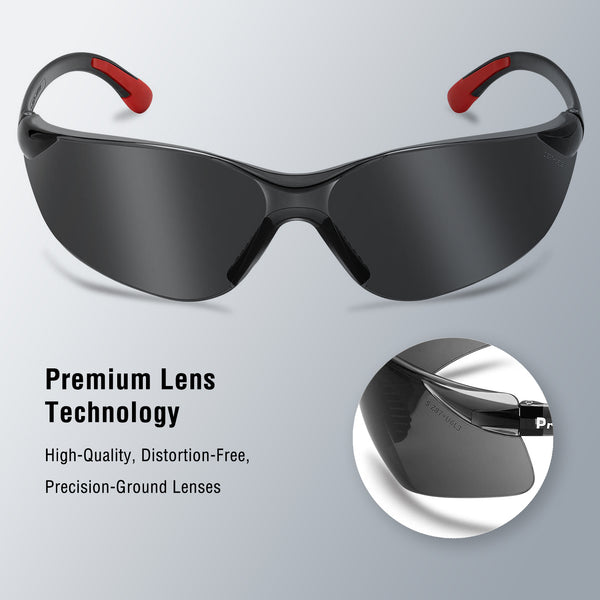 ProtectX  Olympus Red Tip Smoke 3 Pk Safety Glasses Anti-Fog Scratch Resistant Lenses ANSI Z817.