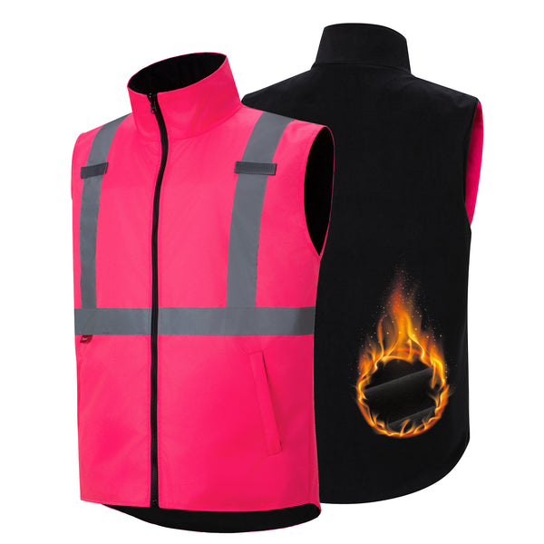 ProtectX Neon Green Hi Vis Reversible Winter Insulated Safety Vest for Men Windproof water-repellent and warm high-visibility safety vest Hi Vis Winter Vest for Men Women