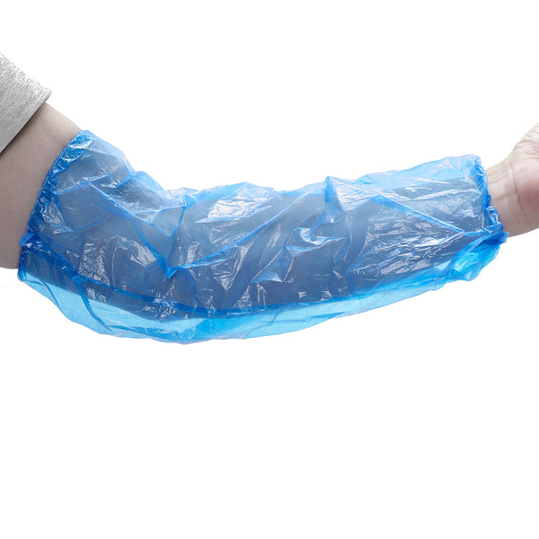 ProtectX Waterproof Disposable Arm Sleeve Protective Cover 17” Long with Elastic Band - Blue