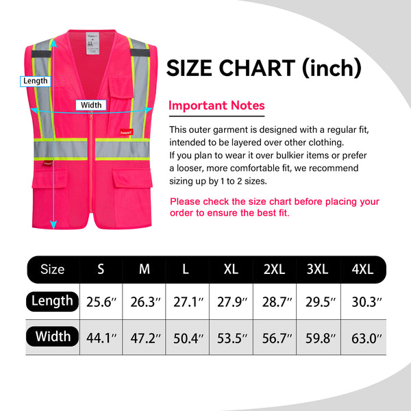 ProtectX Safety Vest for Men Women High Visibility Mesh Reflective Construction Vest with 4 Pockets