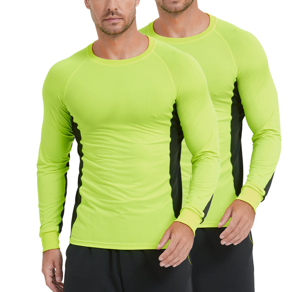 2 Pack Men's Long Sleeve Sun Protection Shirts Quick Dry UPF 50+ Lightweight Athletic Shirt for Workout Hiking Fishing