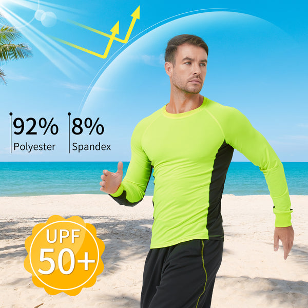 2 Pack Men's Long Sleeve Sun Protection Shirts Quick Dry UPF 50+ Lightweight Athletic Shirt for Workout Hiking Fishing