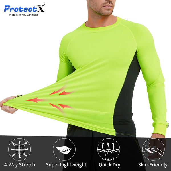 2 Pack Men's Long Sleeve Sun Protection Shirts Quick Dry UPF 50+ Lightweight Athletic Shirt for Workout Hiking Fishing