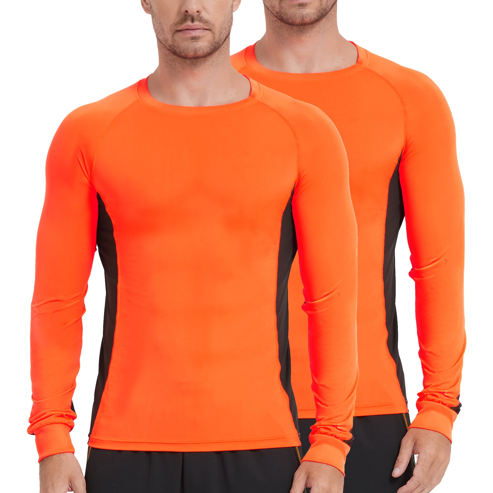 ProtectX 2 Pack Men s Long Sleeve Sun Protection Shirts Quick Dry UPF 50 Lightweight Athletic Shirt for Workout Hiking Fishing Orange M