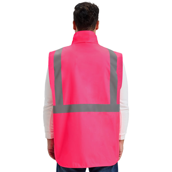 ProtectX Neon Green Hi Vis Reversible Winter Insulated Safety Vest for Men Windproof water-repellent and warm high-visibility safety vest Hi Vis Winter Vest for Men Women