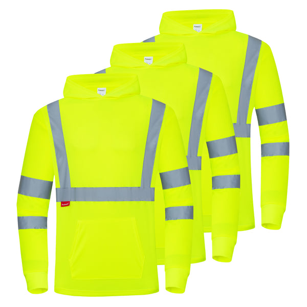 ProtectX Men's Neon Green High Visibility light weight Long Sleeve Reflective Safety Shirts for Men Women Type R Class 3