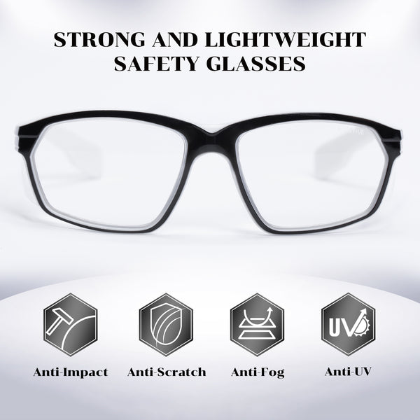 ProtectX Panda Safety Reading Glasses Anti-Fog Scratch Resistant Lenses Protective +1.0/1.5/2.0/2.5/3.0 Diopter Reading Glasses ANSI Z87.1-