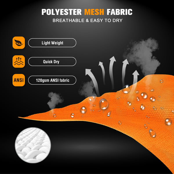 ProtectX Neon Orange Safety Vest for Men Women ANSI Class 2 High Visibility Mesh Reflective Construction Vest with 4 Pockets