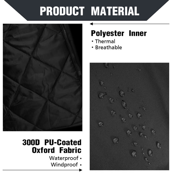 ProtectX Black High Visibility Winter Safety Jacket for Men, Reflective Insulated Work Long Coat