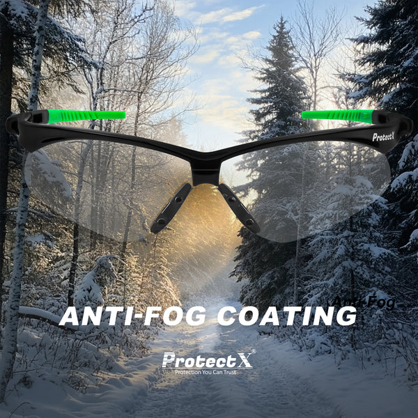 ProtectX Evergreen Bifocal Reading Classic Safety Glasses +1.0 Diopter Anti-Fog Scratch Resistant Lenses ANSI Z87.1