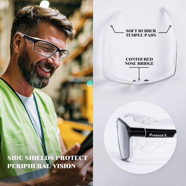 ProtectX Panda Safety Reading Glasses Anti-Fog Scratch Resistant Lenses Protective +1.0/1.5/2.0/2.5/3.0 Diopter Reading Glasses ANSI Z87.1-
