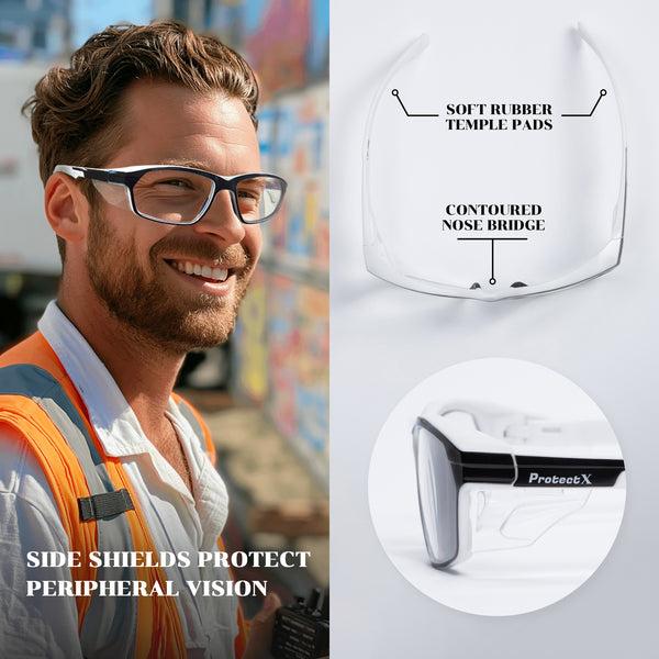 ProtectX Classic Safety Glasses Anti Fog Anti Scratch, ANSI Z87.1 for Women and Men – Leather Bag