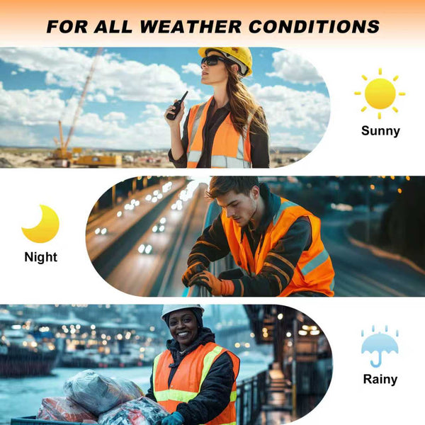 ProtectX Neon Orange Safety Vest for Men Women ANSI Class 2 High Visibility Mesh Reflective Construction Vest with 4 Pockets