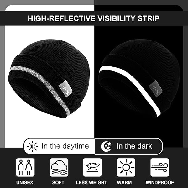 ProtectX High Visibility Safety Beanies, 360-Degree Reflective Comfortable Knit Beanie Headcover Hat, Warming Cap for Work