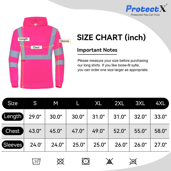 ProtectX Men's Pink High Visibility light weight Long Sleeve Reflective Safety Shirts for Men Women