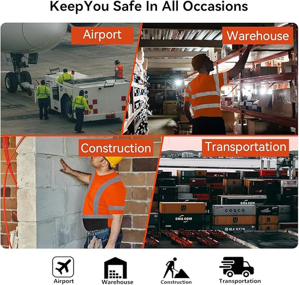 ProtectX Reflective Orange Short Sleeve High Visibility Heavy-Duty Safety T-Shirt Type R Class 2