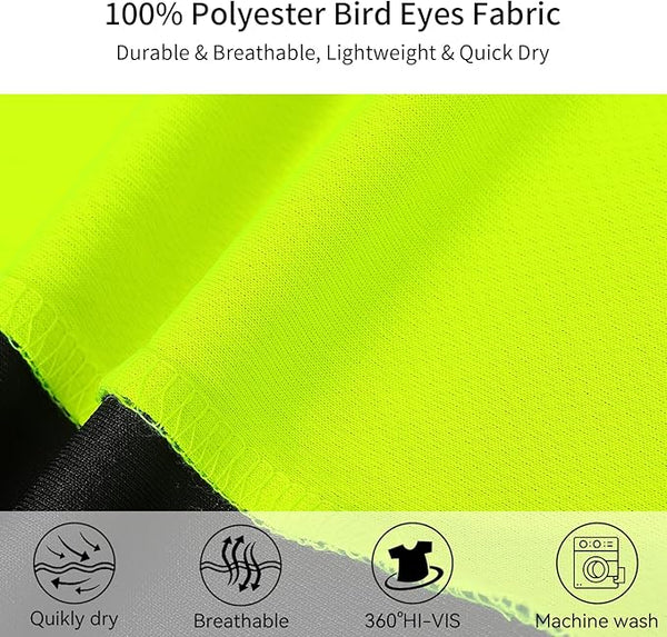 ProtectX Reflective Neon Green Short Sleeve High Visibility Heavy-Duty Safety T-Shirt Type R Class 2