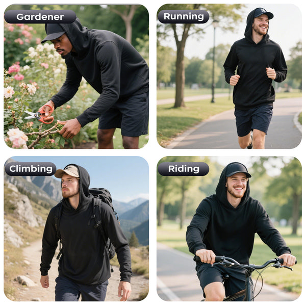 ProtectX 2-Pack Black Lightweight Long Sleeve Hoodies UPF 50+ Sun Protection Shirts For Men