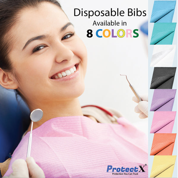 Disposable Dental Bibs Napkin 50Pcs Pink, 13"x18", 3 Ply Waterproof Tattoo Bib Sheet