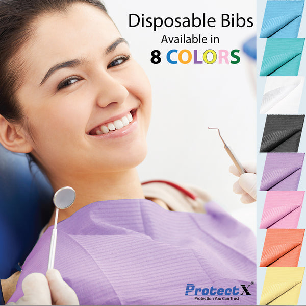 Disposable Dental Bibs Napkin 50Pcs Purple, 13"x18", 3 Ply Waterproof Tattoo Bib Sheet