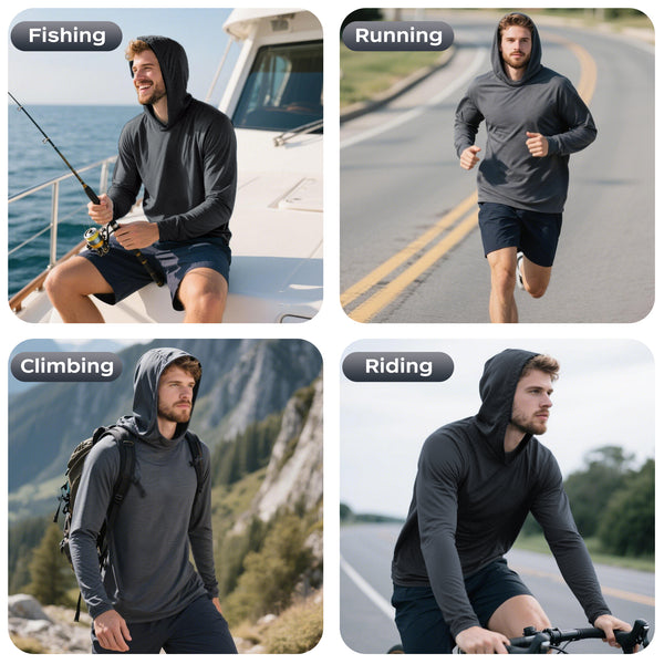 ProtectX 2-Pack Dark Gray Lightweight Long Sleeve Hoodies UPF 50+ Sun Protection Shirts For Men