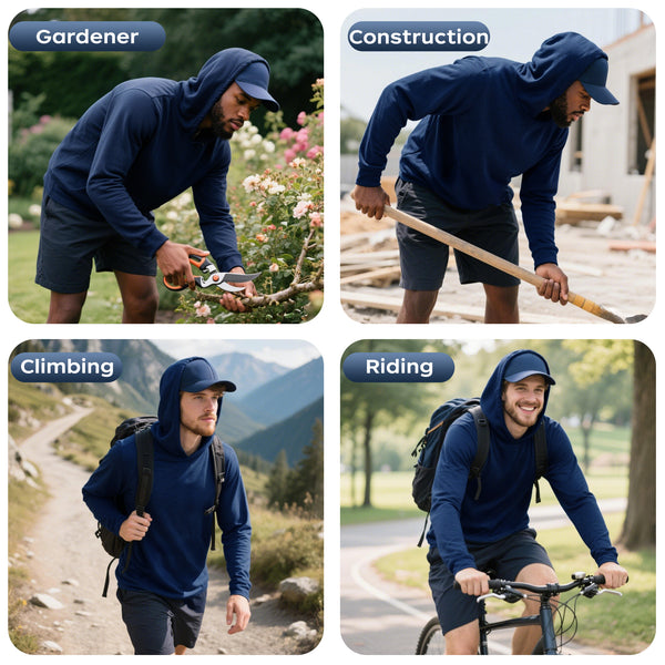 ProtectX Navy Blue 2-Pack Sun Protection Hoodies UPF 50+ Quick Dry Long Sleeve Athletic Shirts