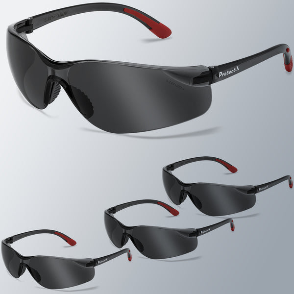 ProtectX  Olympus Red Tip Smoke 3 Pk Safety Glasses Anti-Fog Scratch Resistant Lenses ANSI Z817.