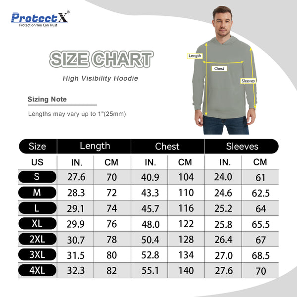 ProtectX 1-Pack Grey Hi Vis Hoodie with Pockets UPF 50+ Sun Protection Quick Dry Safety Shirt with Hood