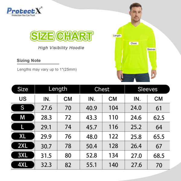 ProtectX 1-Pack Neon Green Hi Vis Hoodie with Pockets UPF 50+ Sun Protection Quick Dry Safety Shirt with Hood