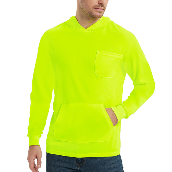 ProtectX 1-Pack Neon Green Hi Vis Hoodie with Pockets UPF 50+ Sun Protection Quick Dry Safety Shirt with Hood