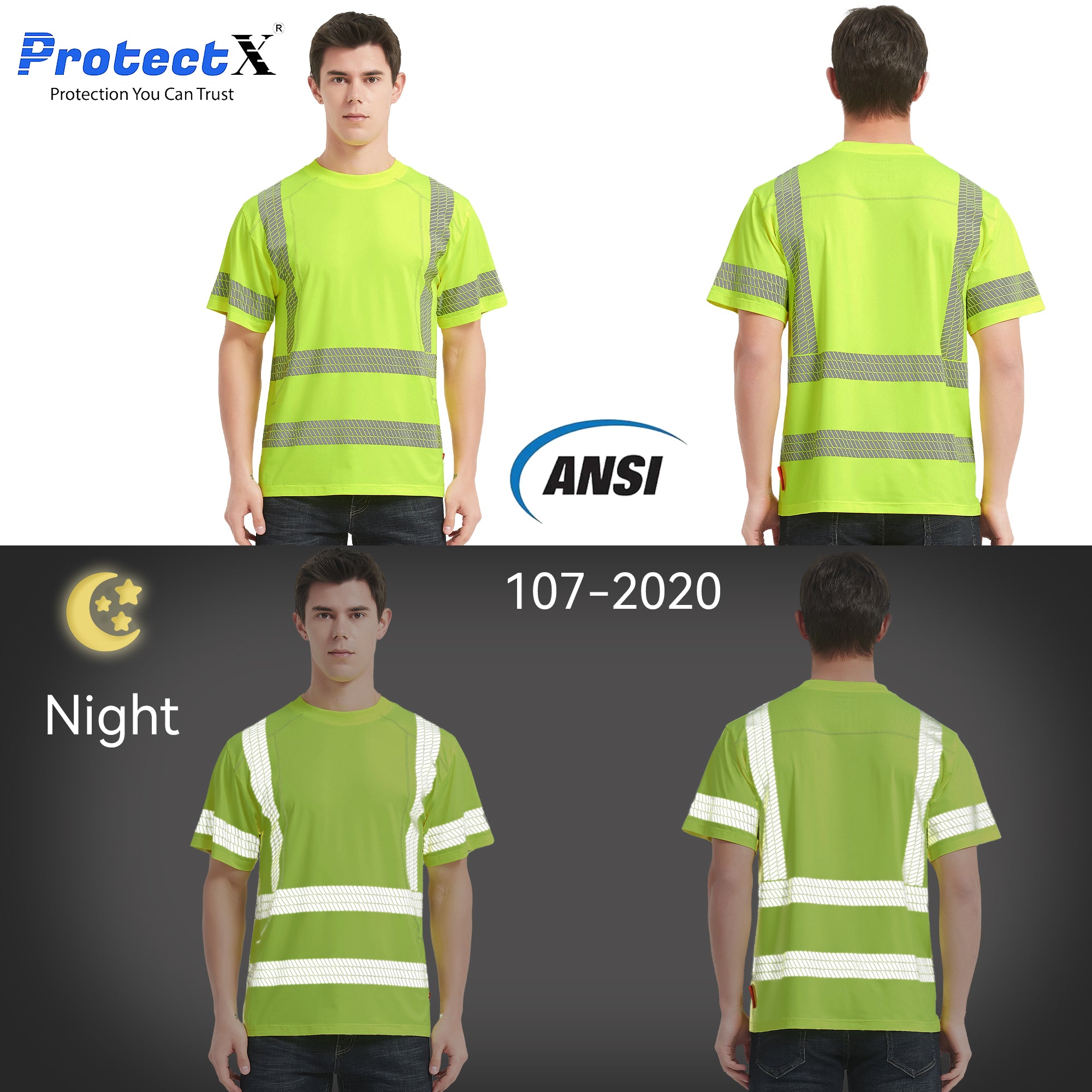 Hi Viz High Visibility Short Sleeve Polo Shirts Men's Reflective Tape Safety Hi Vis Security Work Breathable Lightweight Workwear T-Shirt Top (UK