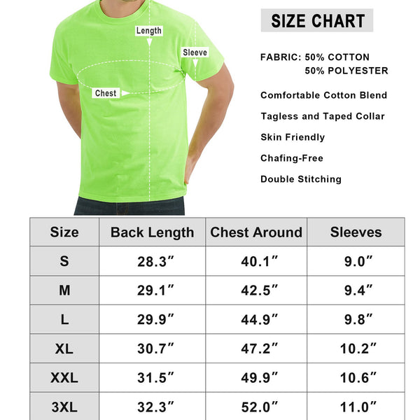 ProtectX 2-Pack High Visibility Short Sleeve T-Shirts, Comfortable Cotton Blend Men's Work Athletic Shirt, Neon Green