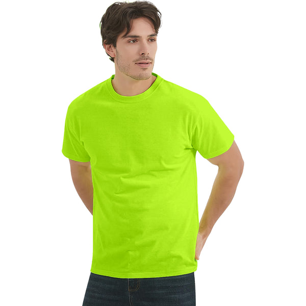 ProtectX 2-Pack High Visibility Short Sleeve T-Shirts, Comfortable Cotton Blend Men's Work Athletic Shirt, Neon Green