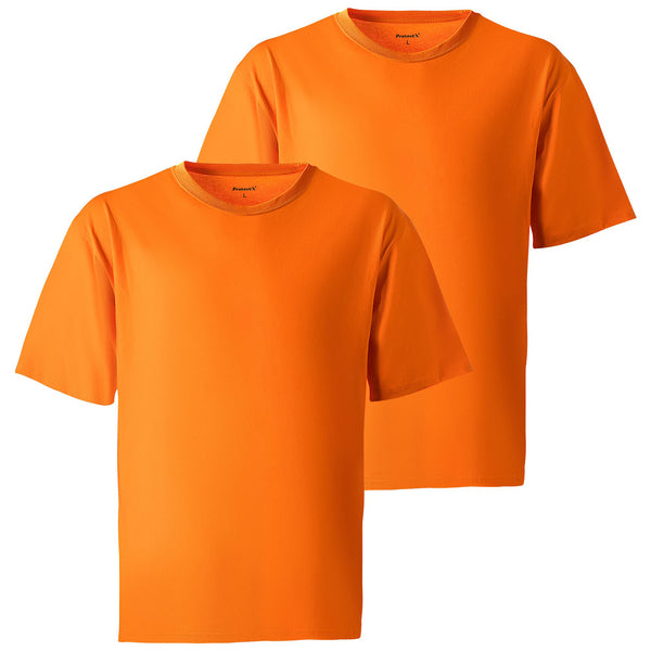 ProtectX 2-Pack High Visibility Short Sleeve T-Shirts, Comfortable Cotton Blend Men's Work Athletic Shirt, Orange