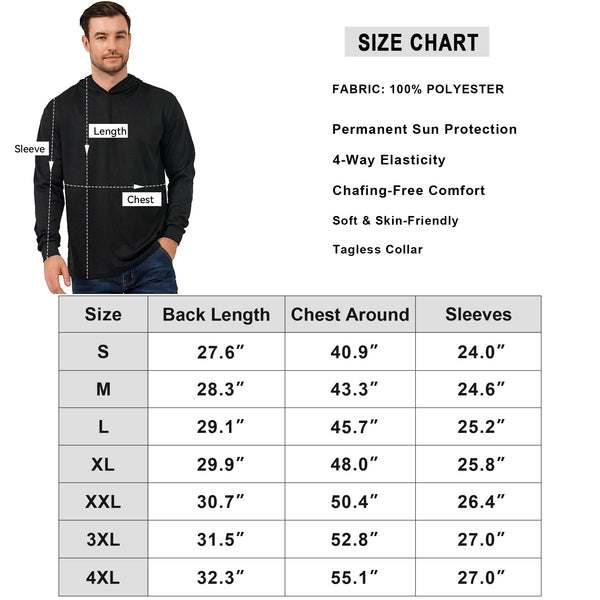 ProtectX 2-Pack Black Lightweight Long Sleeve Hoodies UPF 50+ Sun Protection Shirts For Men