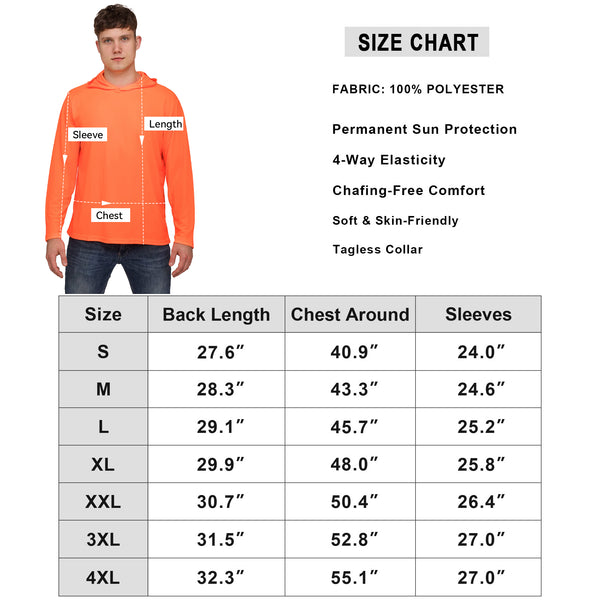 ProtectX 2-Pack Neon Orange Lightweight Long Sleeve Hoodies UPF 50+ Sun Protection Shirts For Men