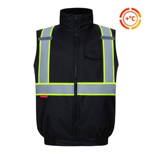 ProtectX Black Winter Safety Vest Insulated High Visibility Construction Vest With Pockets