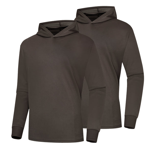 ProtectX Dark Brown 2-Pack Sun Protection Hoodies UPF 50+ Quick Dry Long Sleeve Athletic Shirts