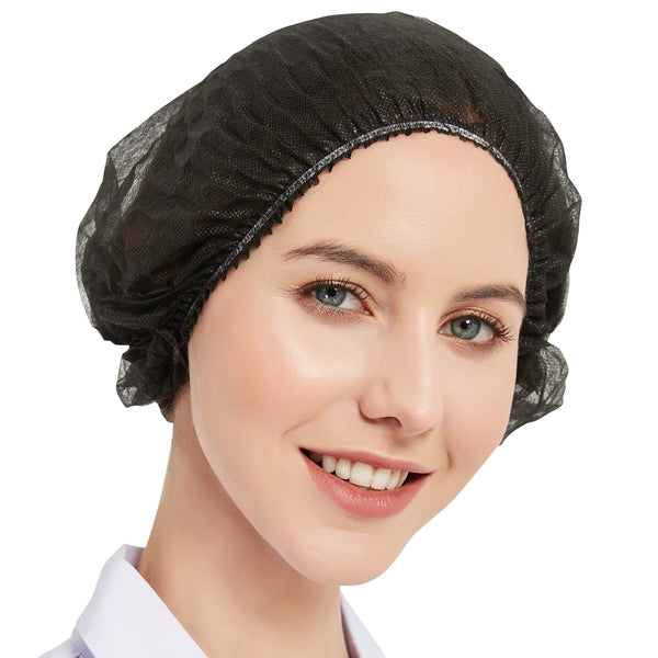 ProtectX Disposable Hair Nets 100-Pack 21" Black Single-use Bouffant Caps