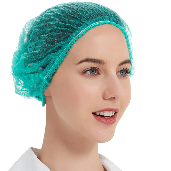 ProtectX Disposable Hair Nets 100-Pack 21" Green Single-use Bouffant Caps