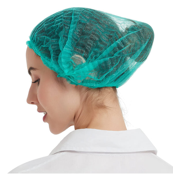 ProtectX Disposable Hair Nets 100-Pack 21" Green Single-use Bouffant Caps