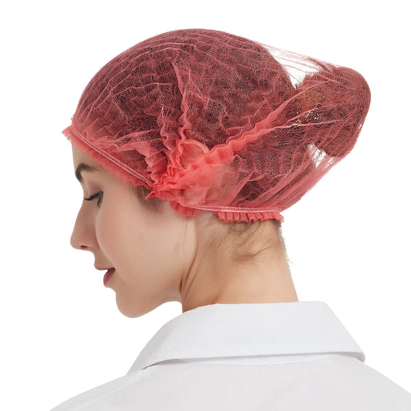 ProtectX Disposable Hair Nets 100-Pack 21" Red Single-use Bouffant Caps