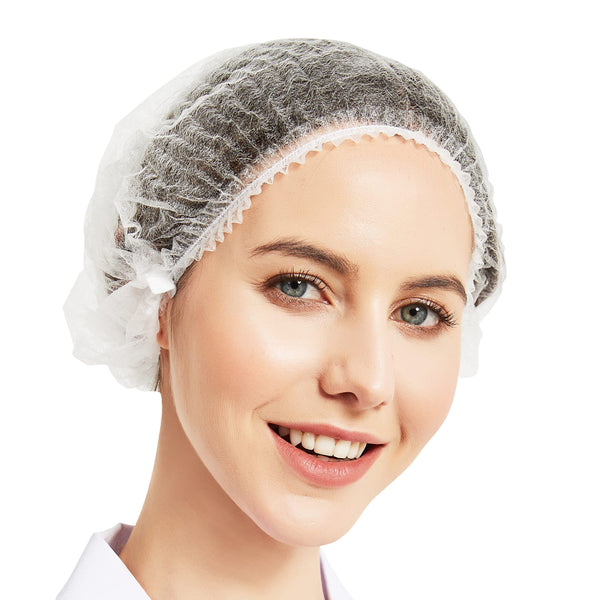 ProtectX Disposable Hair Nets 100-Pack 21" White Single-use Bouffant Caps