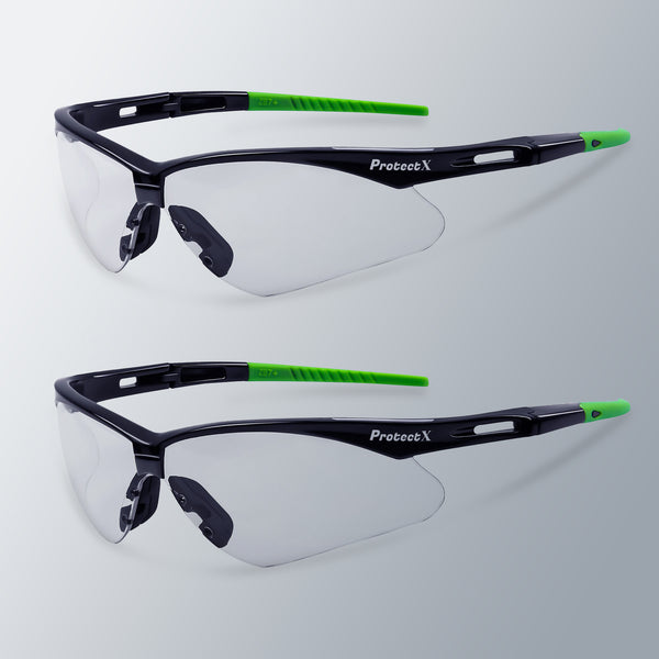 ProtectX Evergreen Clear Safety Glasses Anti-Fog Scratch Resistant Lenses ANSI Z817.