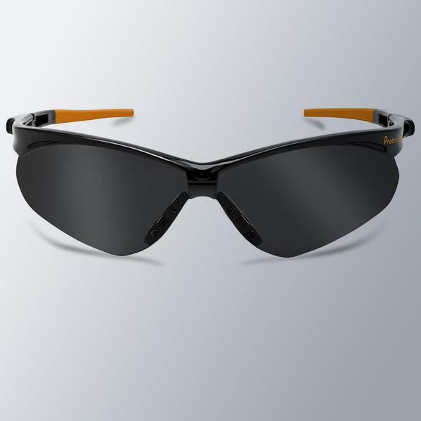 ProtectX Evergreen Orange Tip Smoke 2 Pk Safety Glasses Anti-Fog Scratch Resistant Lenses ANSI Z87.1