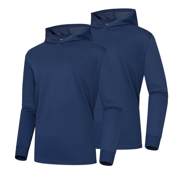 ProtectX Navy Blue 2-Pack Sun Protection Hoodies UPF 50+ Quick Dry Long Sleeve Athletic Shirts