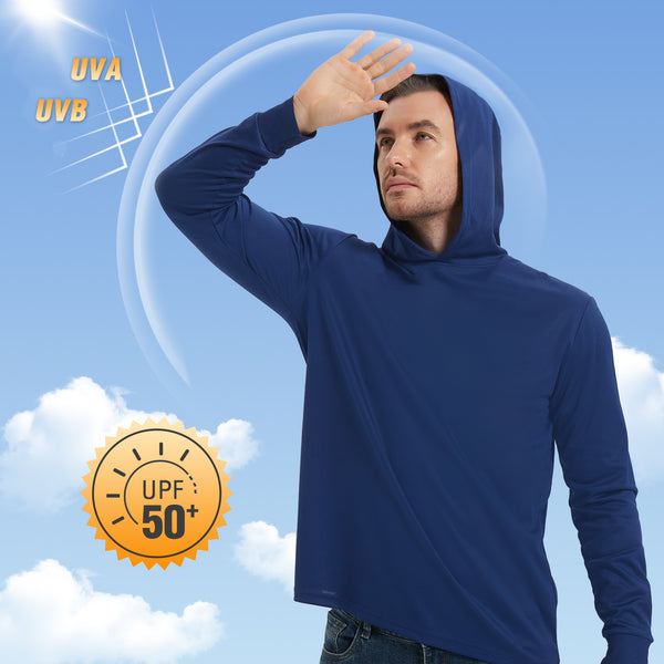 ProtectX Navy Blue 2-Pack Sun Protection Hoodies UPF 50+ Quick Dry Long Sleeve Athletic Shirts