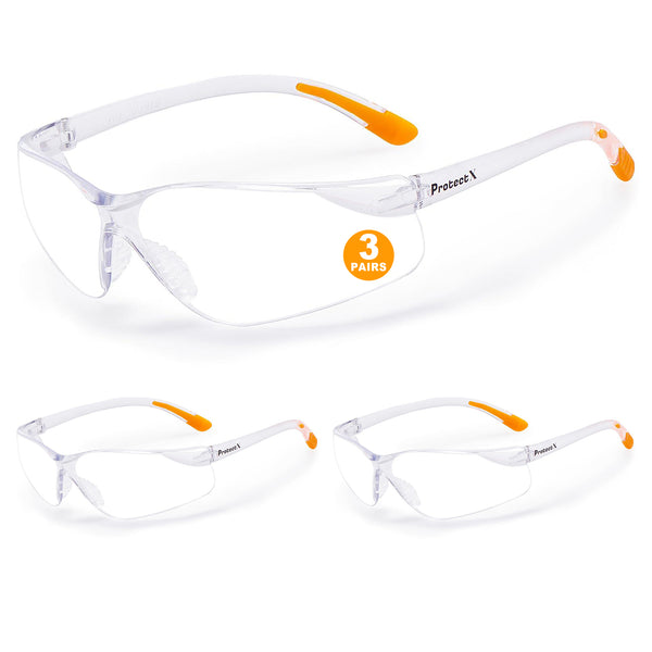 ProtectX Olympus Clear Safety Glasses Anti-Fog Scratch Resistant Lenses ANSI Z87.1